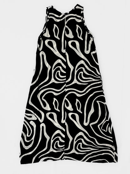 Black Swirl Sleeveless Midi Dress