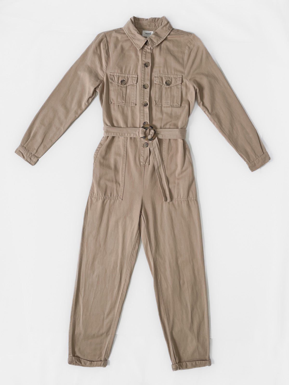 Cotton Jumpsuit in Camel