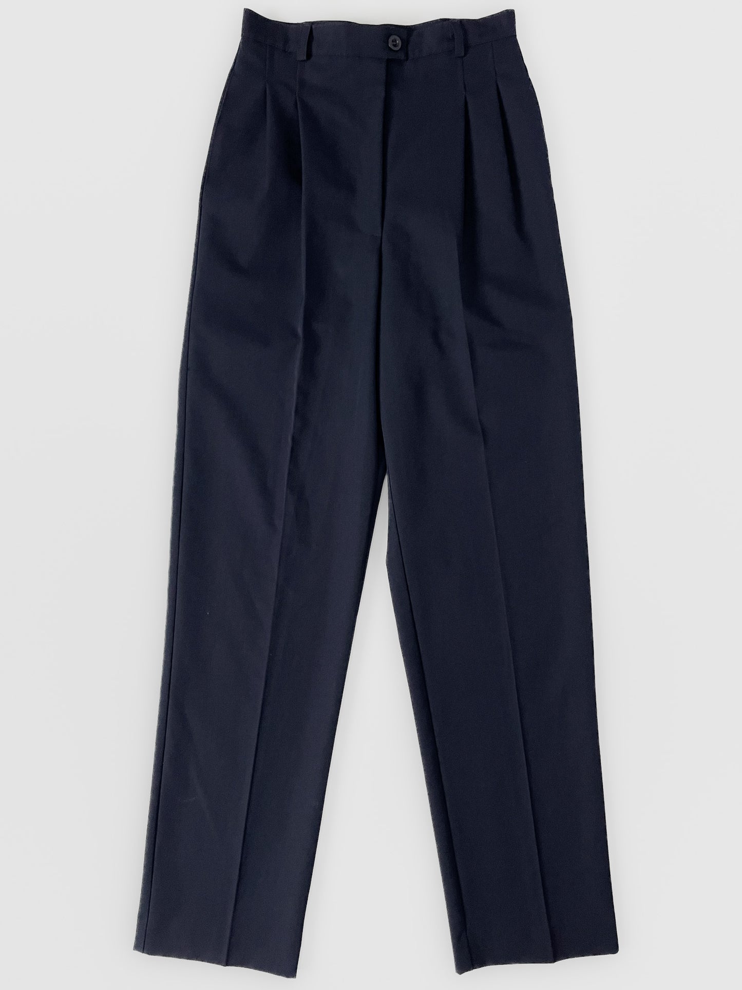 Wool Blend High Waist Suit Trousers in Dark Navy