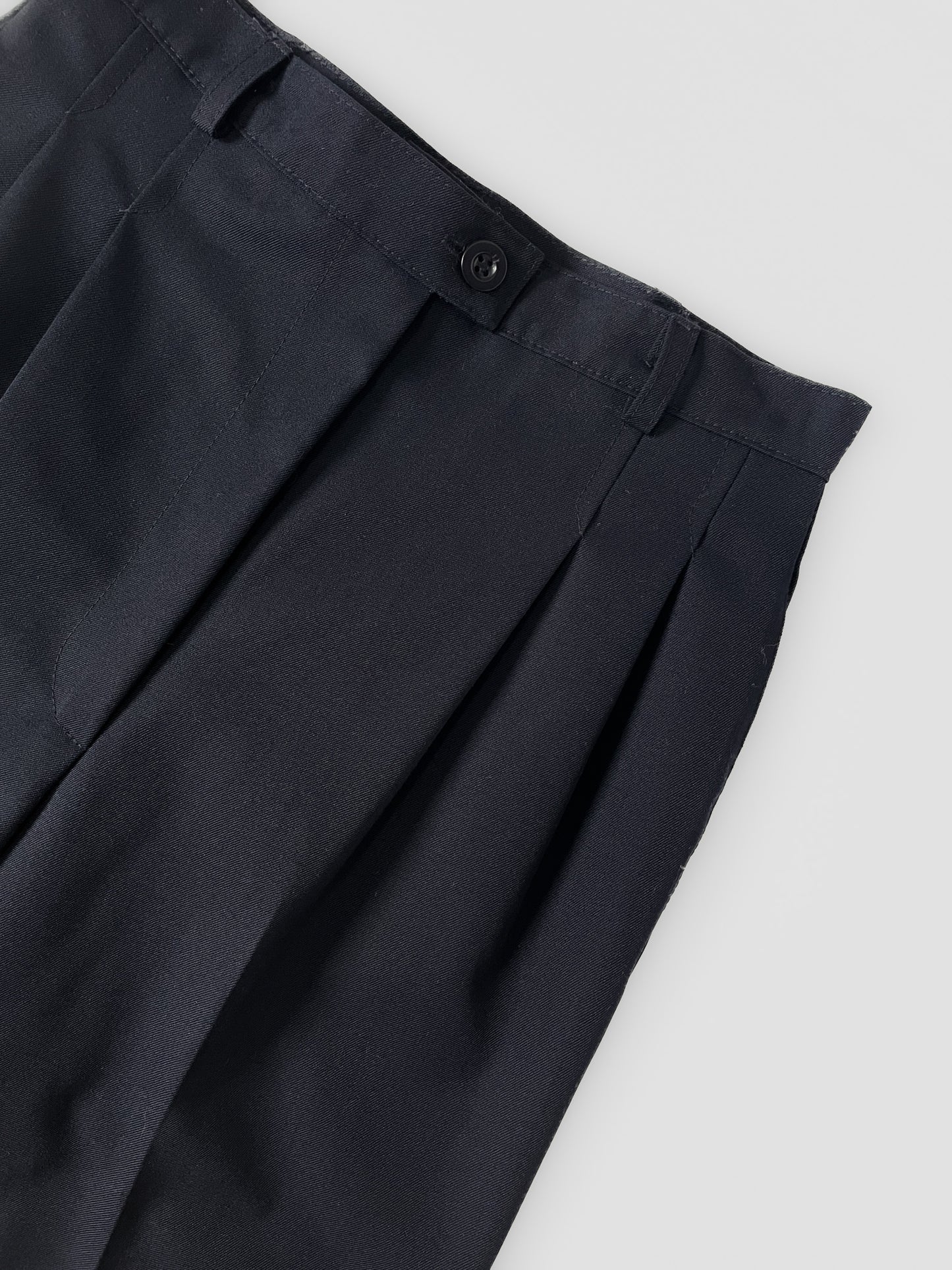 Wool Blend High Waist Suit Trousers in Dark Navy