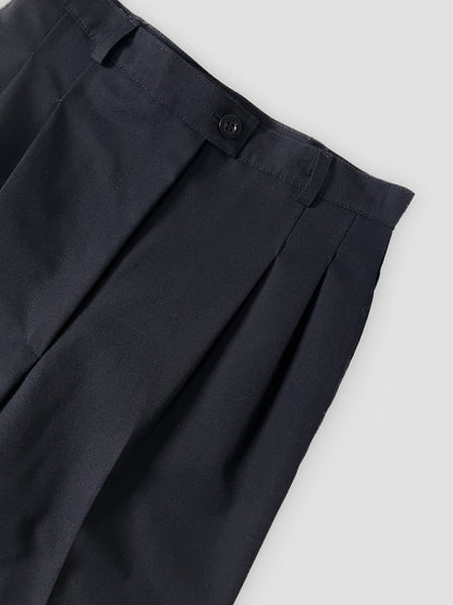 Wool Blend High Waist Suit Trousers in Dark Navy