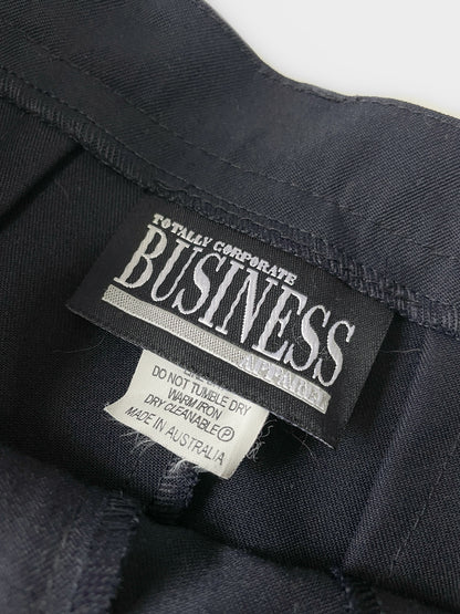 Wool Blend High Waist Suit Trousers in Dark Navy
