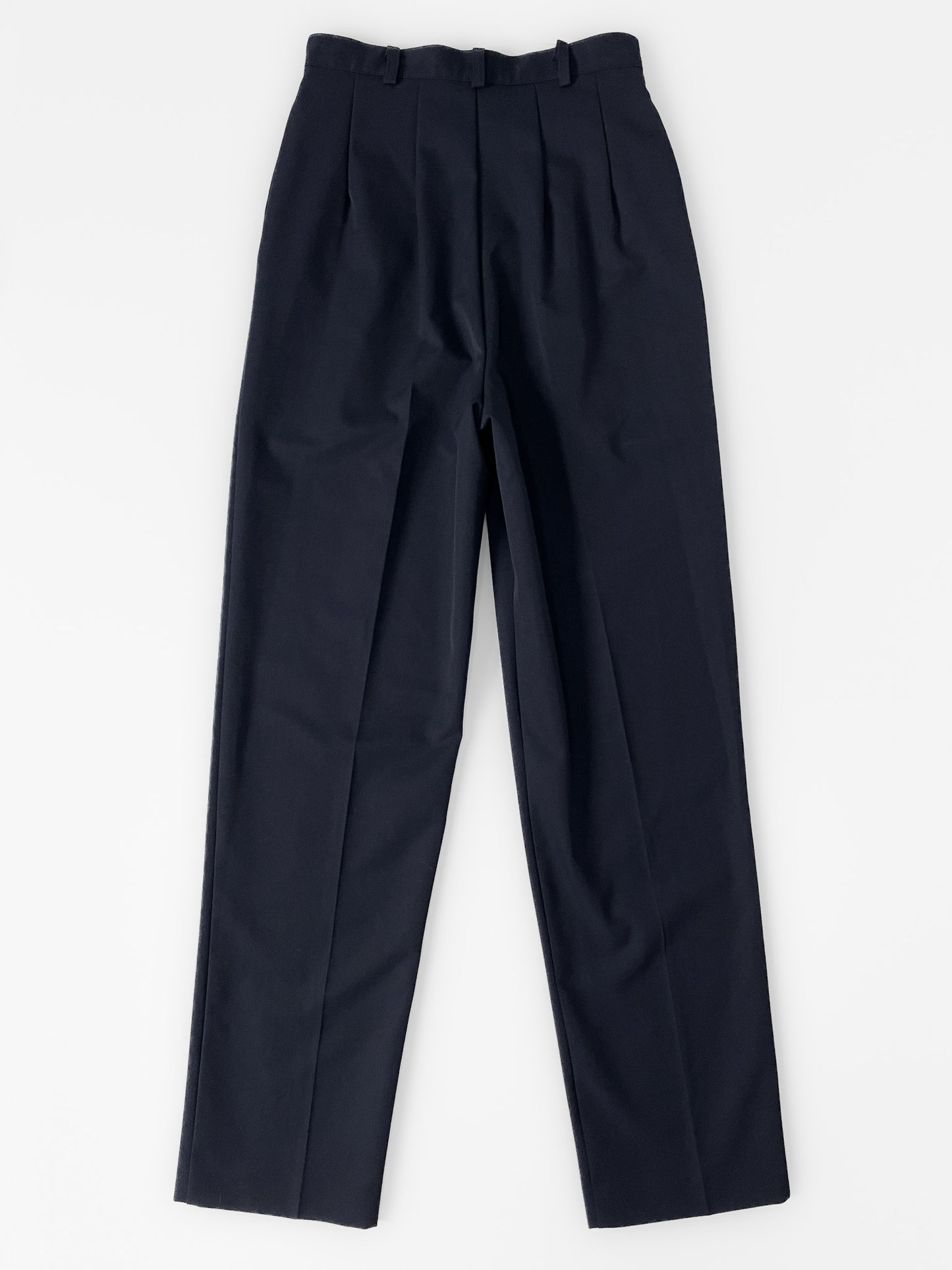 Wool Blend High Waist Suit Trousers in Dark Navy
