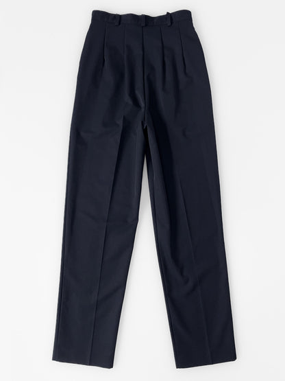 Wool Blend High Waist Suit Trousers in Dark Navy