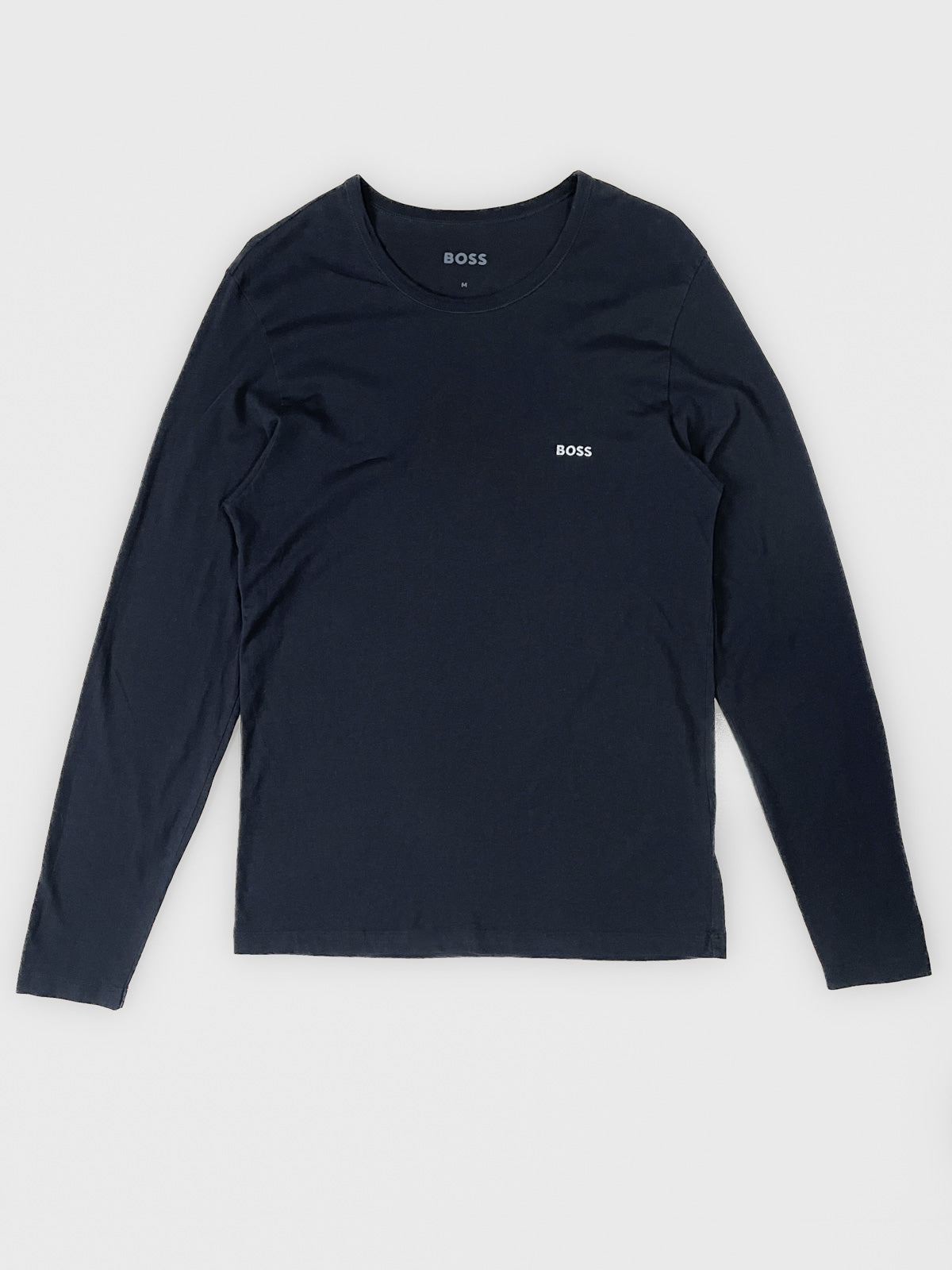 Basic Long Sleeve Cotton Tee in Dark Navy