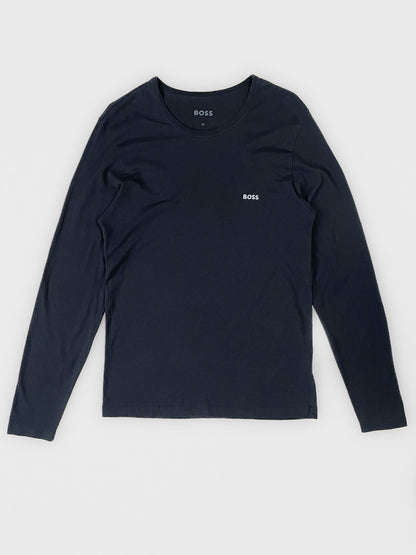 Basic Long Sleeve Cotton Tee in Dark Navy