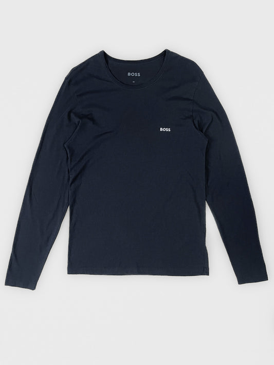 Basic Long Sleeve Cotton Tee in Dark Navy