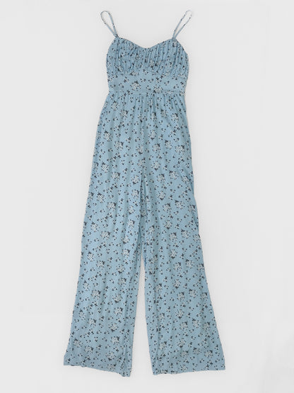 Blue Ditsy Floral Wide Leg Jumpsuit
