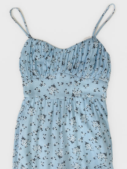 Blue Ditsy Floral Wide Leg Jumpsuit
