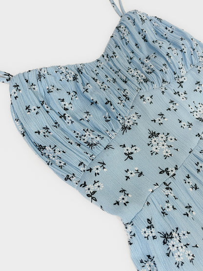 Blue Ditsy Floral Wide Leg Jumpsuit