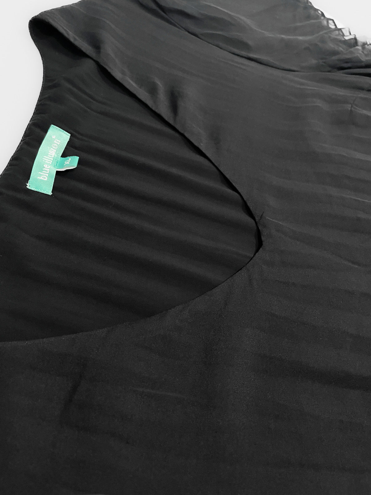 Silk Pleat Layered Midi Dress in Black