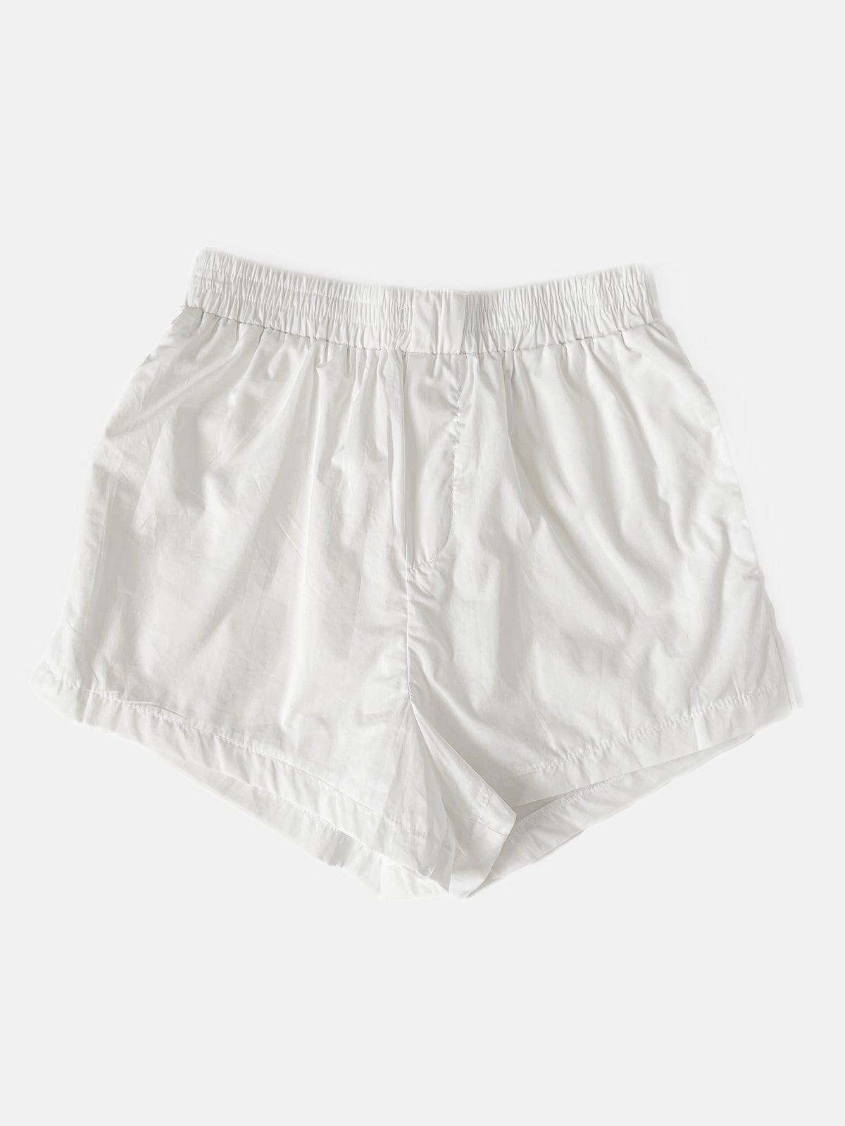 White Cotton Poplin Boxer Style Shorts
