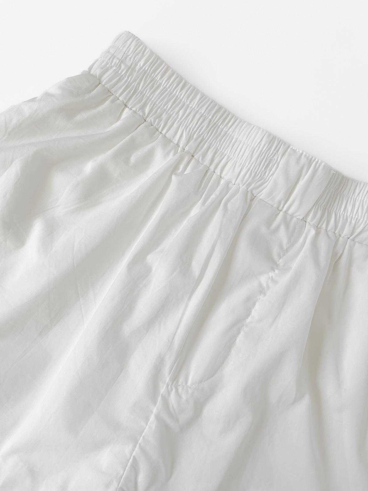 White Cotton Poplin Boxer Style Shorts