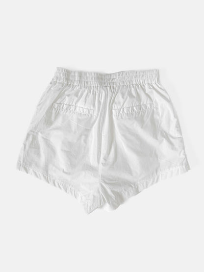 White Cotton Poplin Boxer Style Shorts