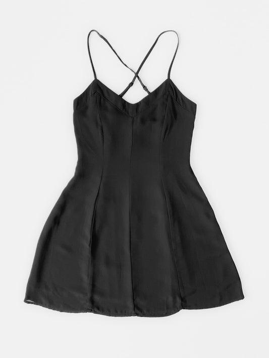 Black Chiffon Fit and Flare Mini Dress