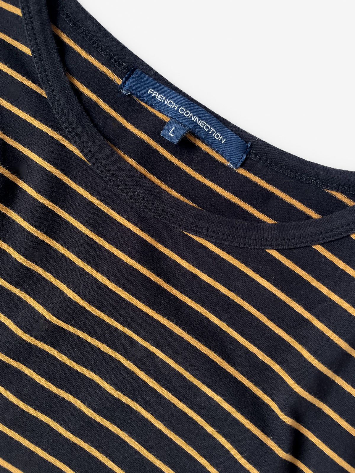 Black & Tan Stripe Wrap Dress