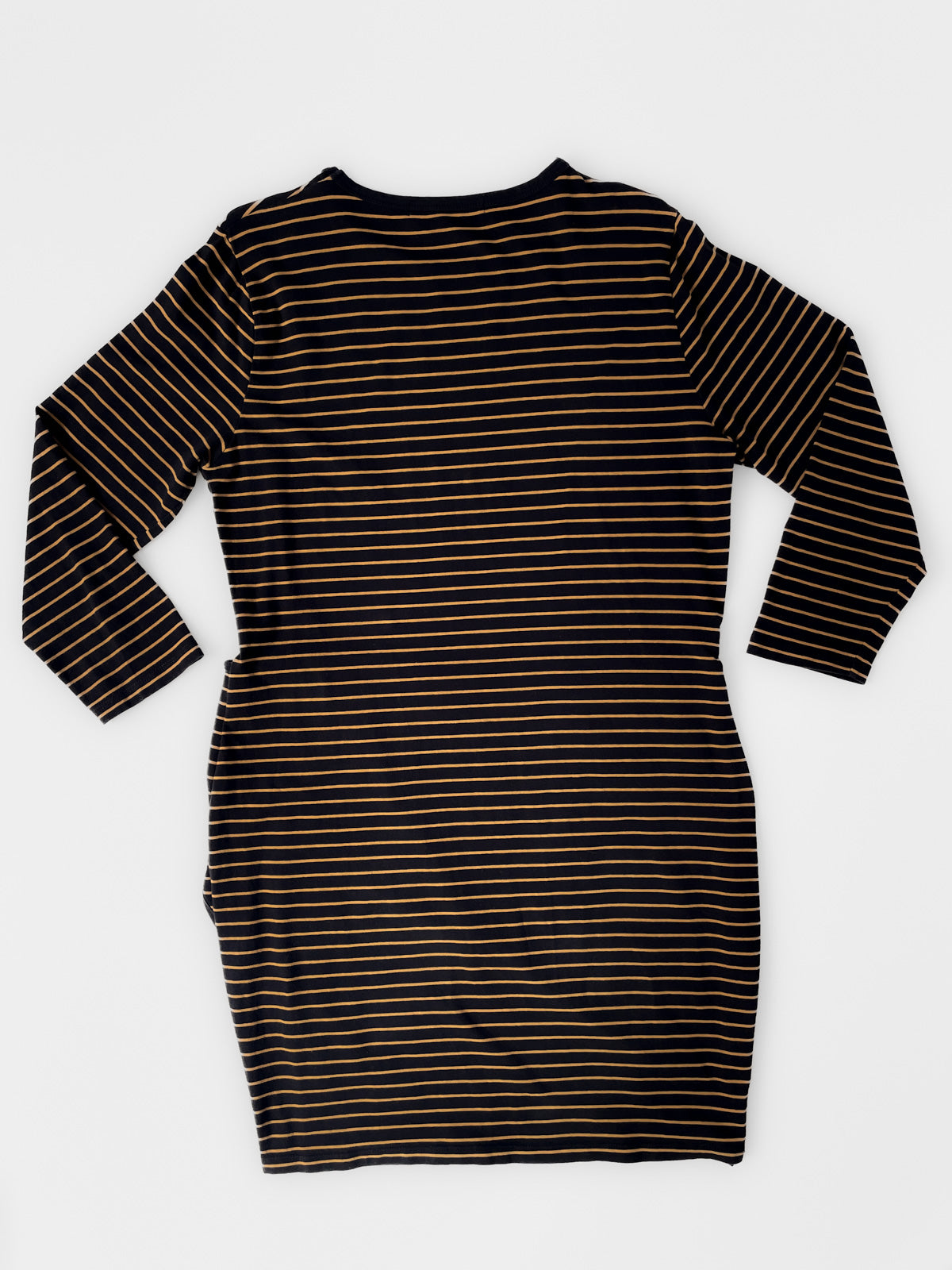 Black & Tan Stripe Wrap Dress