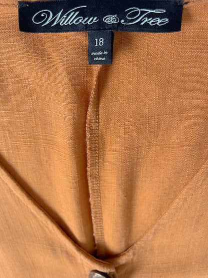 Rust Linen Blend Button Up Dress