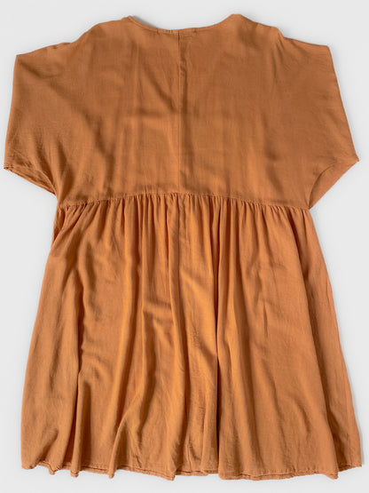Rust Linen Blend Button Up Dress