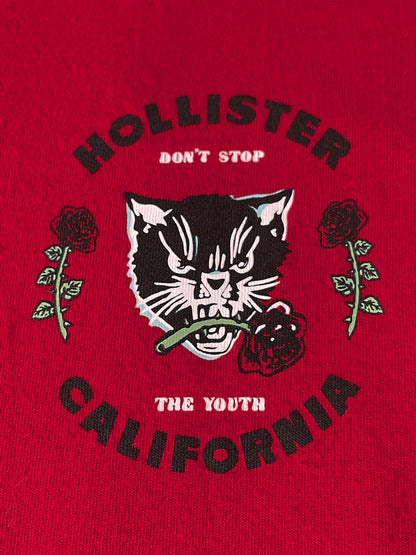 "Don't Stop the Youth" Red Rose Black Cat Long Sleeve Tee