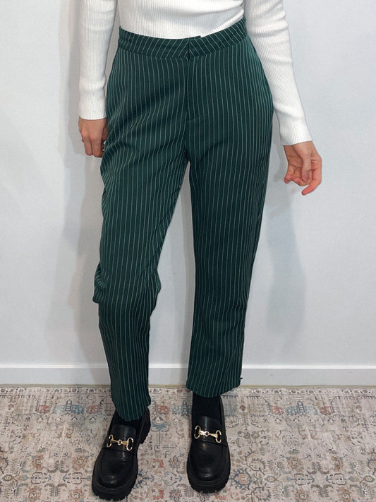 Green Pinstripe Trousers