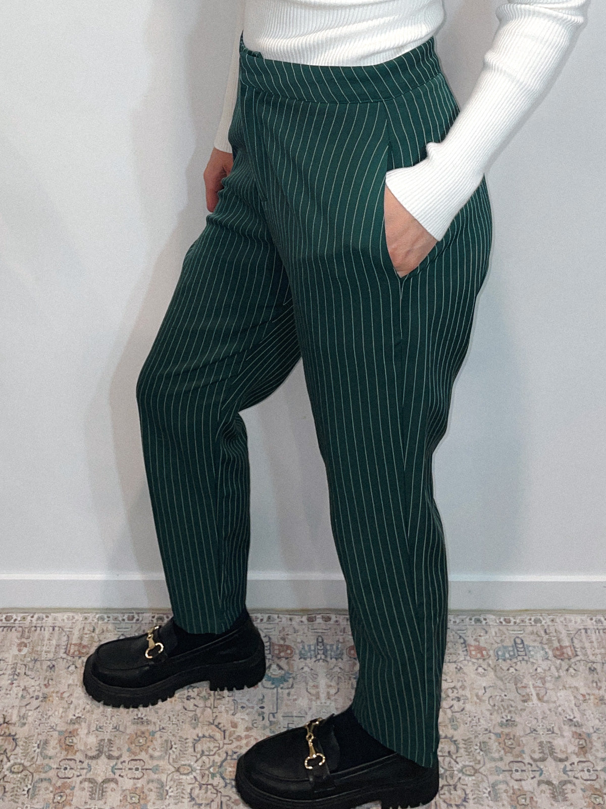 Green Pinstripe Trousers
