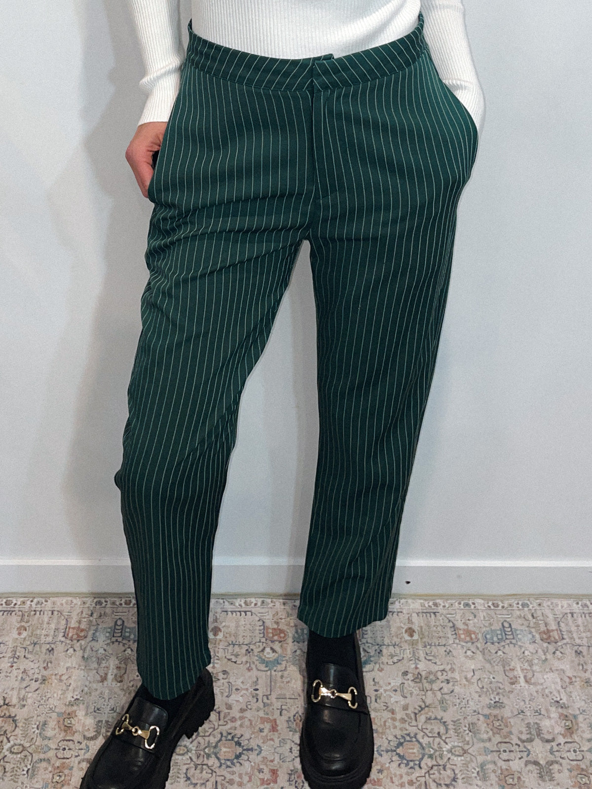 Green Pinstripe Trousers