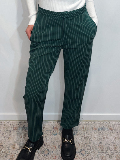 Green Pinstripe Trousers