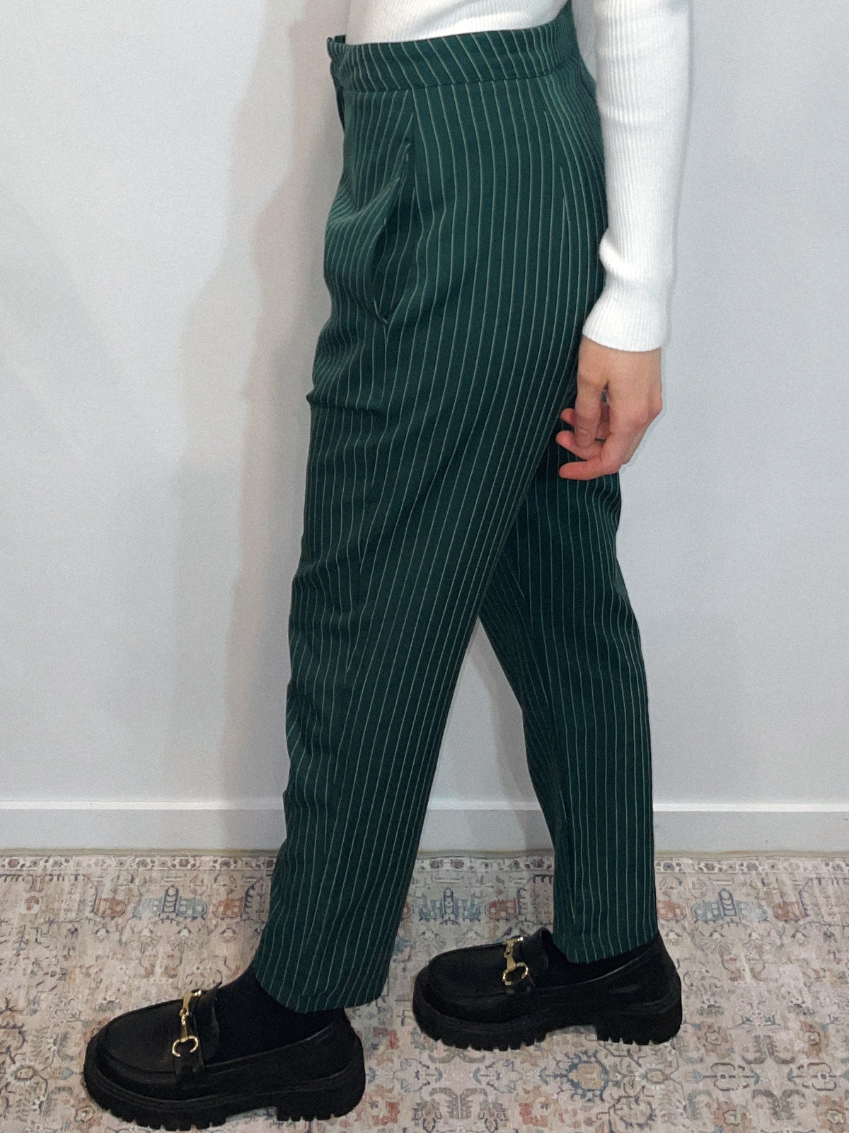 Green Pinstripe Trousers