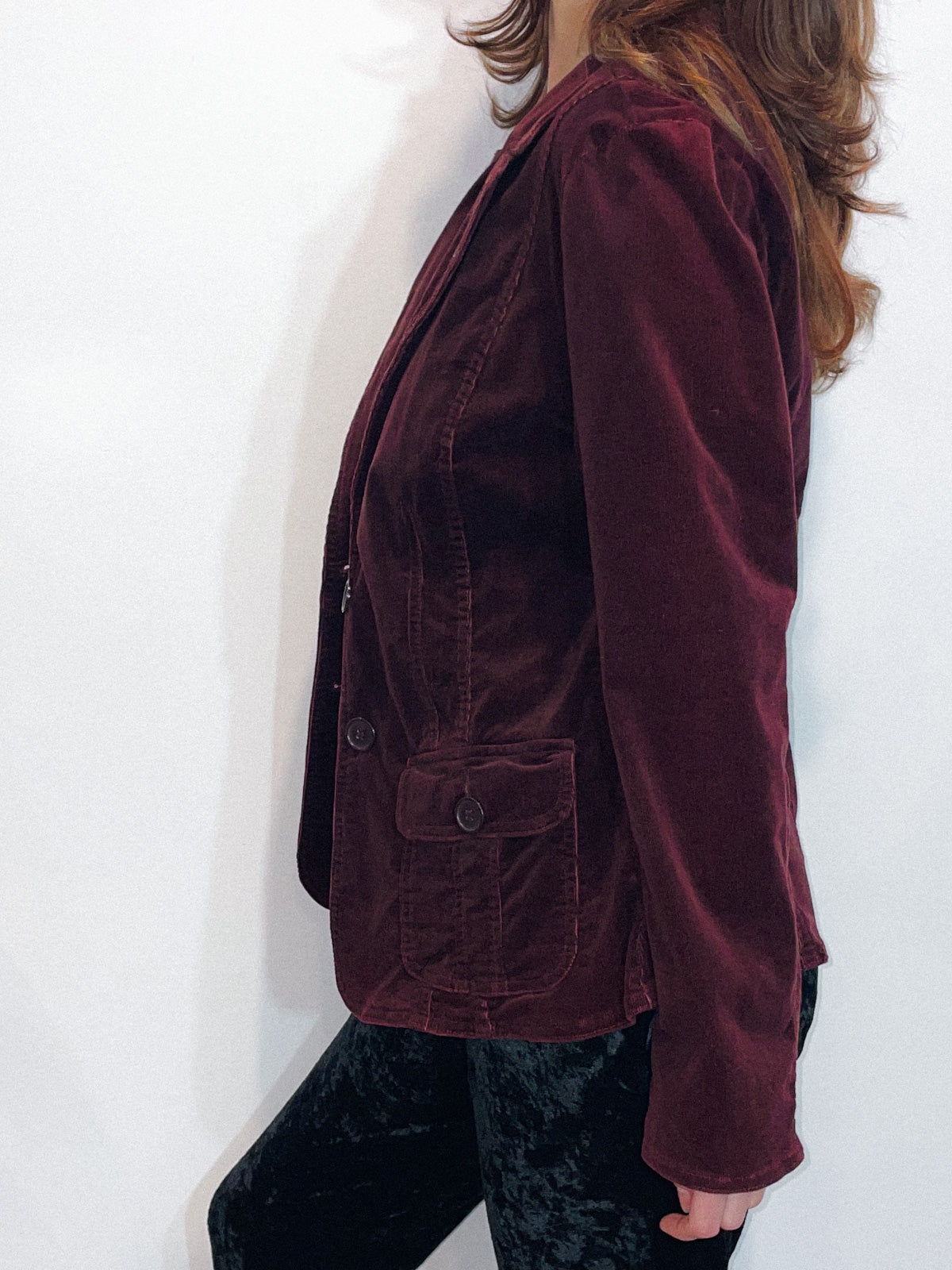 Corduroy Blazer in Deep Plum
