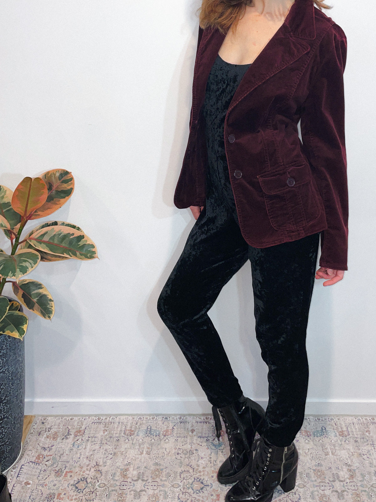 Corduroy Blazer in Deep Plum