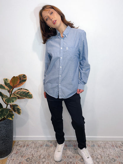 Polka Dot Chambray Oxford Shirt
