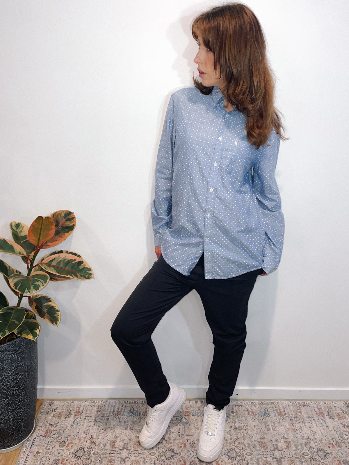 Polka Dot Chambray Oxford Shirt