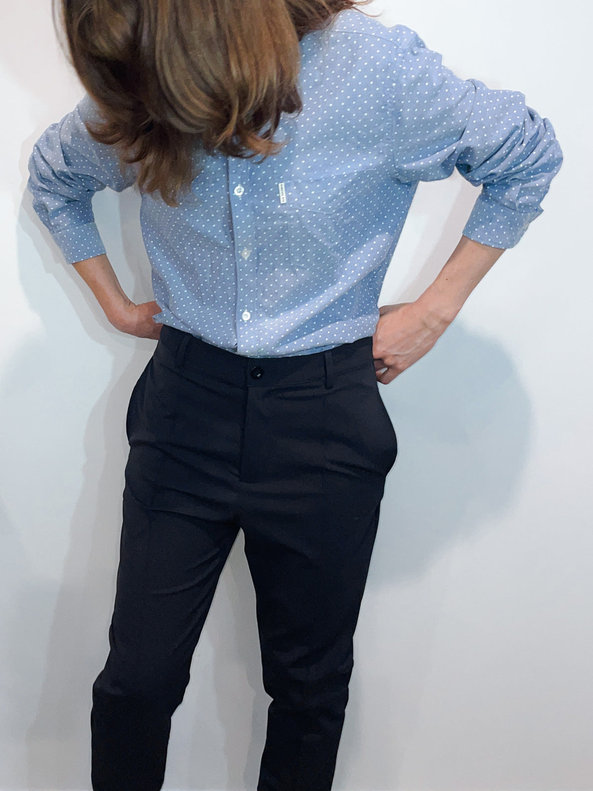Polka Dot Chambray Oxford Shirt