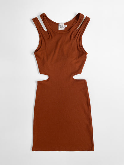 Strappy Ribbed Cutout Bodycon Mini Dress