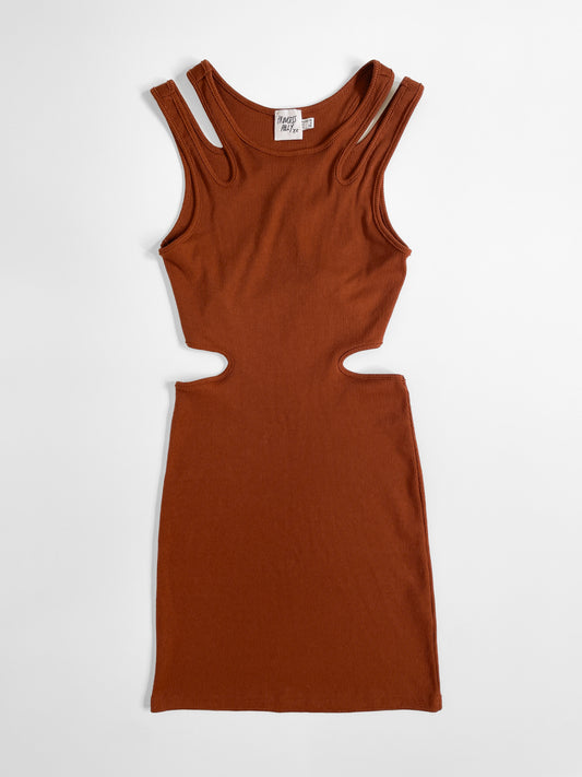 Strappy Ribbed Cutout Bodycon Mini Dress