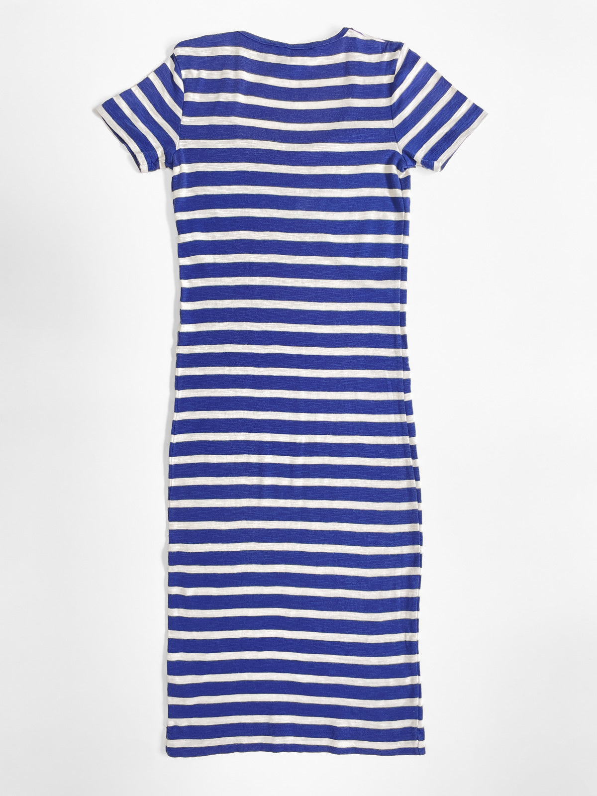 Cotton T-Shirt Dress in White & Indigo Stripe