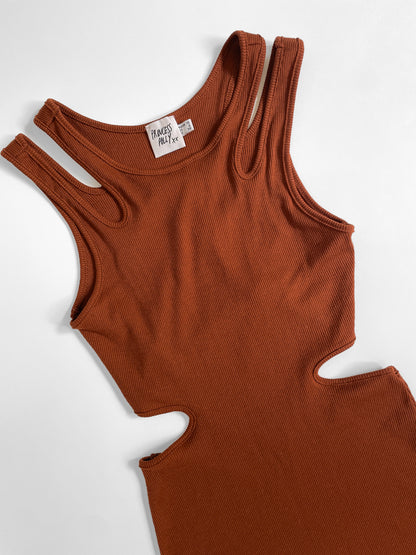 Strappy Ribbed Cutout Bodycon Mini Dress