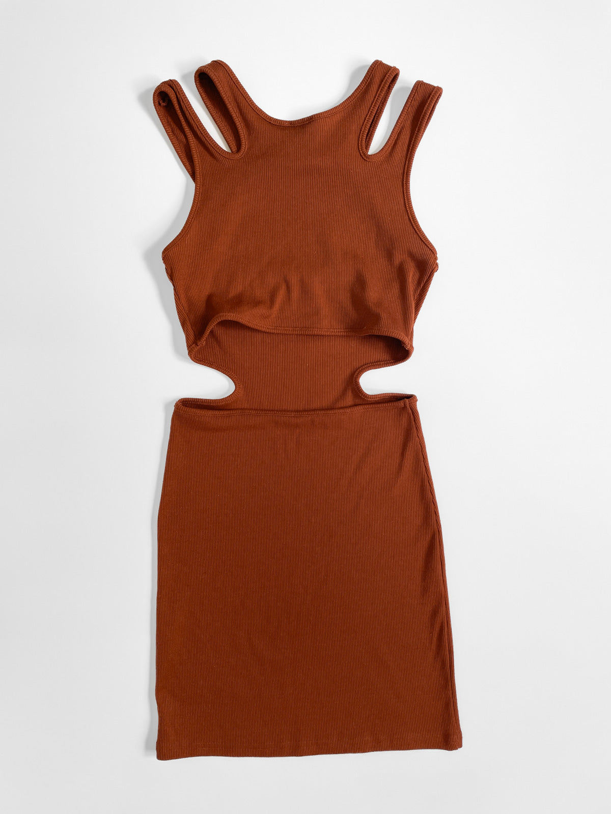 Strappy Ribbed Cutout Bodycon Mini Dress