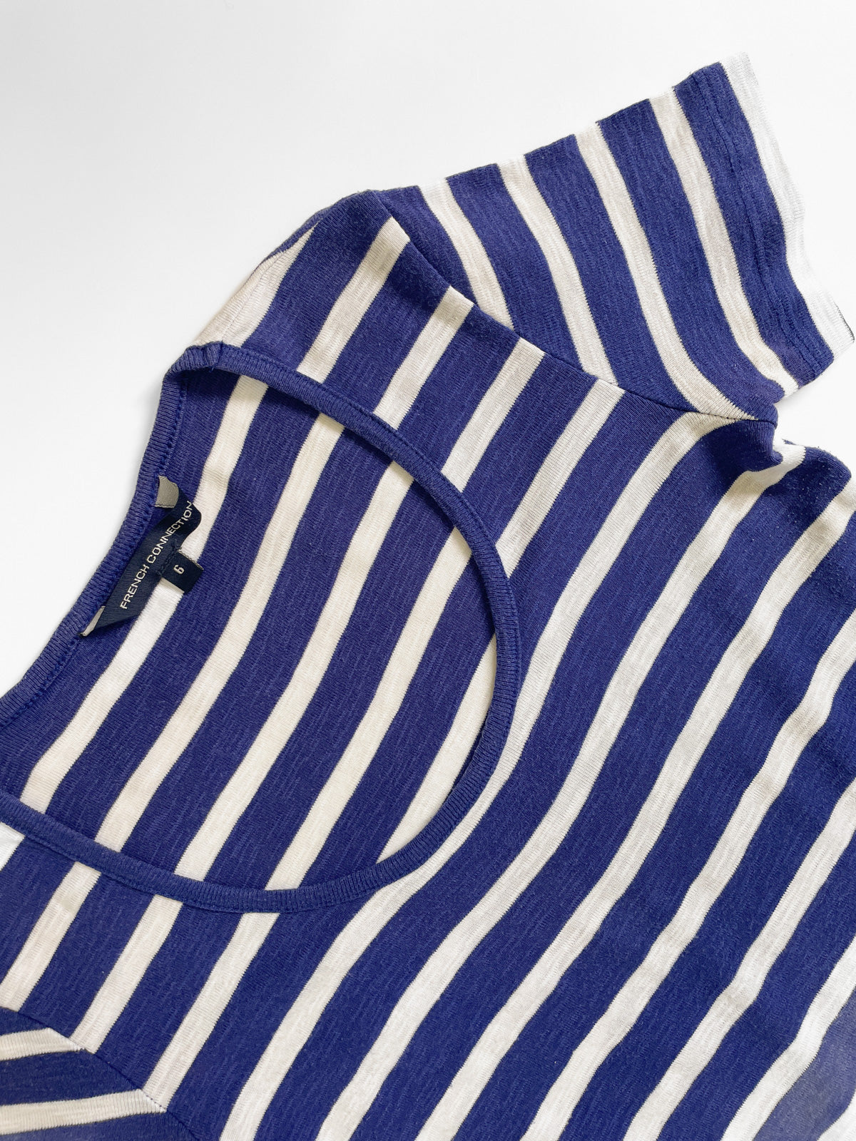 Cotton T-Shirt Dress in White & Indigo Stripe