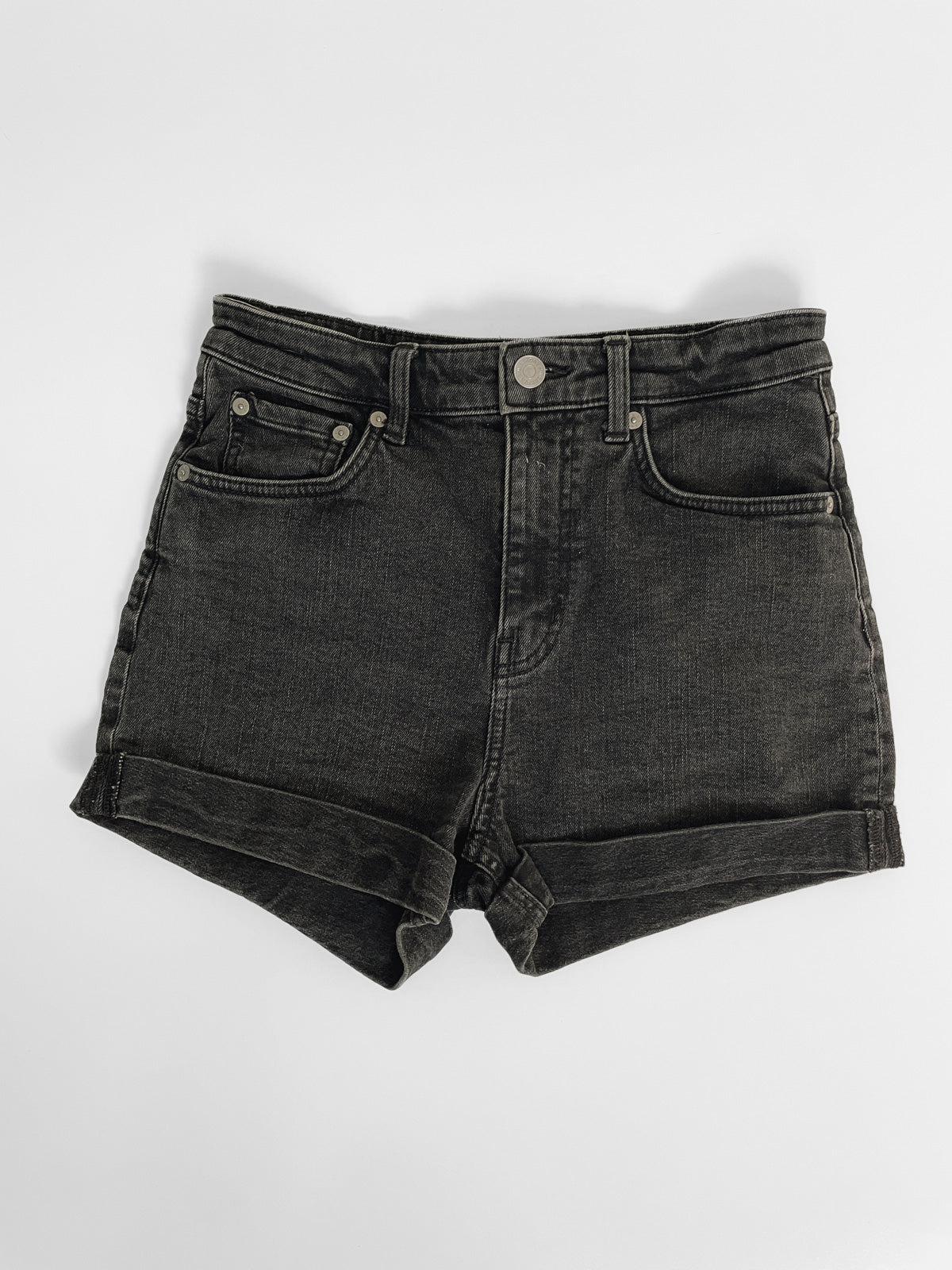 Black Wash High Waisted Denim Shorts