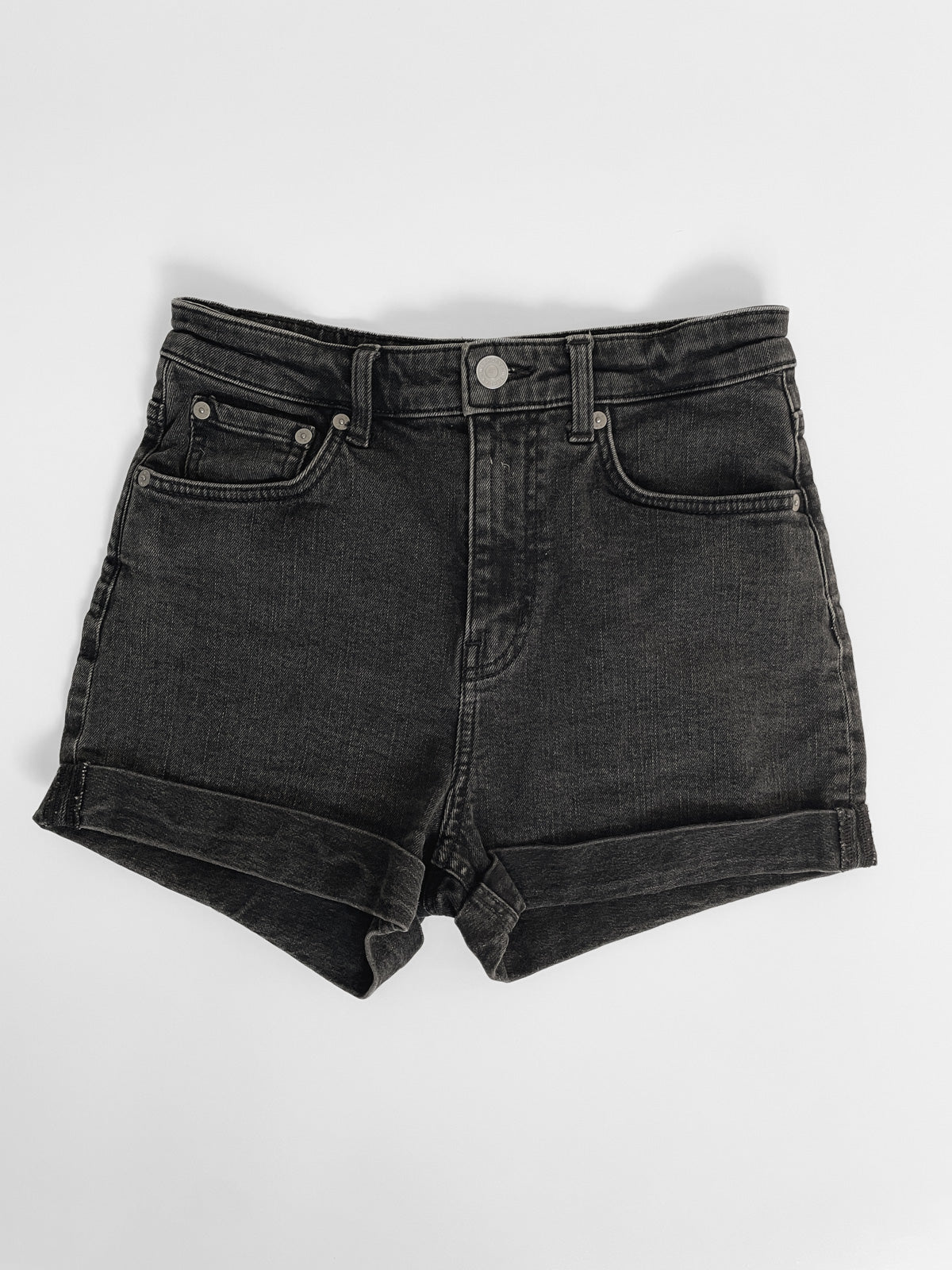 Black Wash High Waisted Denim Shorts