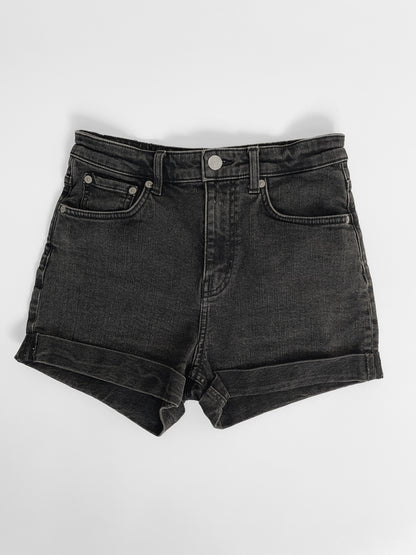 Black Wash High Waisted Denim Shorts