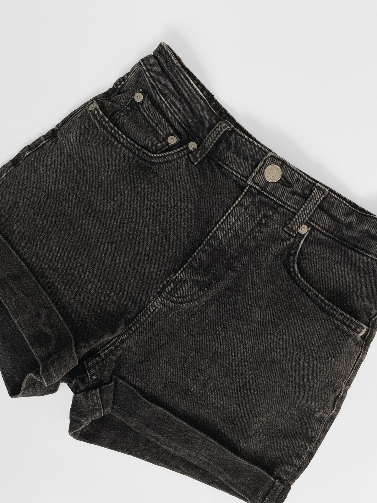 Black Wash High Waisted Denim Shorts