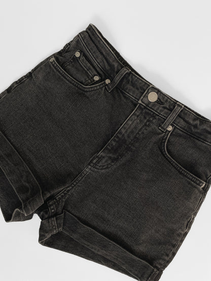 Black Wash High Waisted Denim Shorts