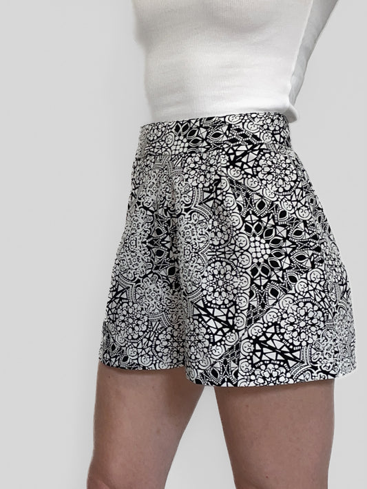 Lightweight High Waisted Mosaic Print Shorts