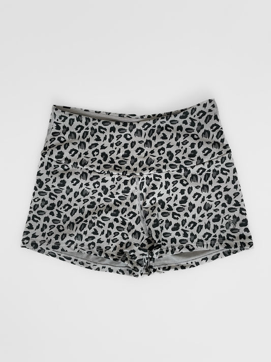 Snow Leopard Ruched Booty Micro Shorts