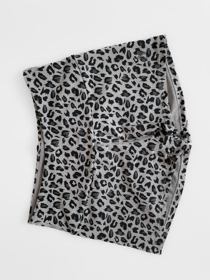 Snow Leopard Ruched Booty Micro Shorts
