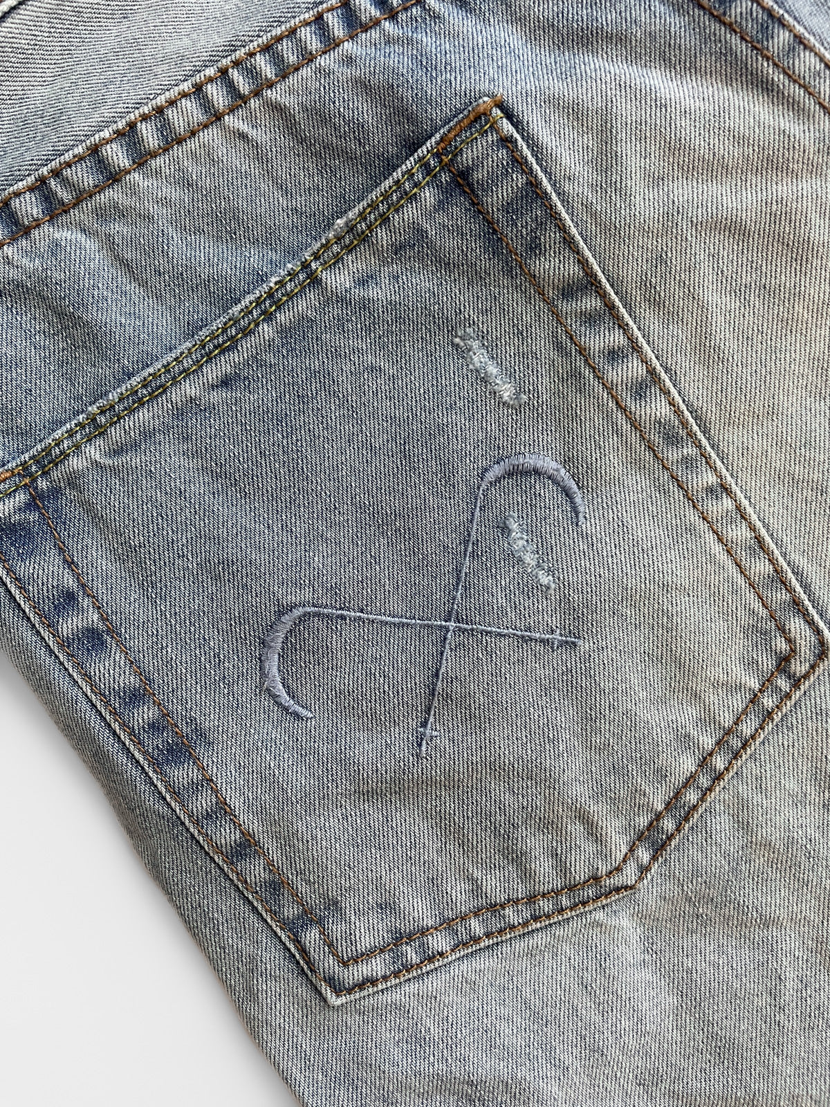 Distressed Light Wash Denim Short Jort