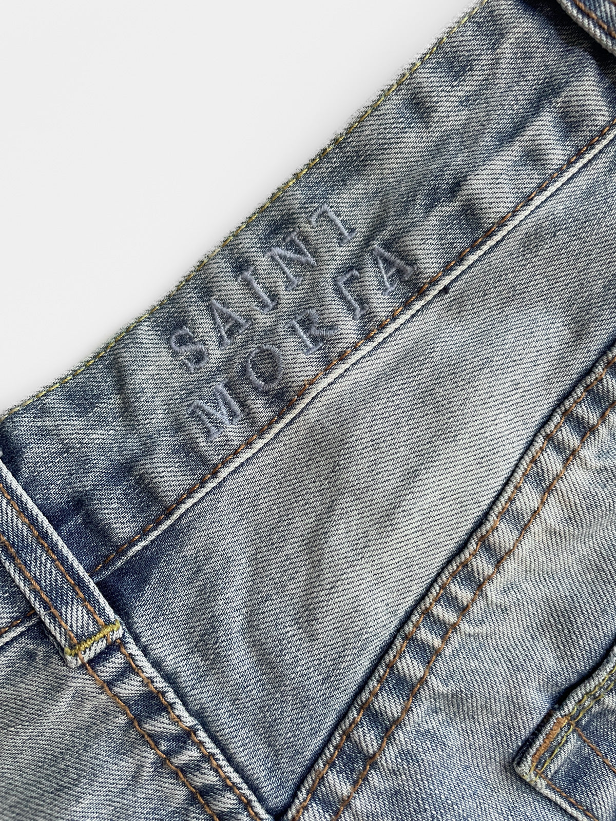 Distressed Light Wash Denim Short Jort